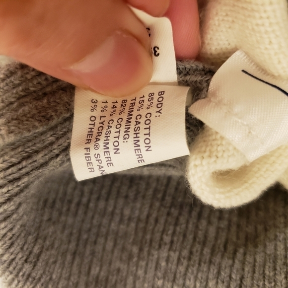 GAP Grey Cream Striped Cashmere Blend Turtleneck - Picture 5 of 8